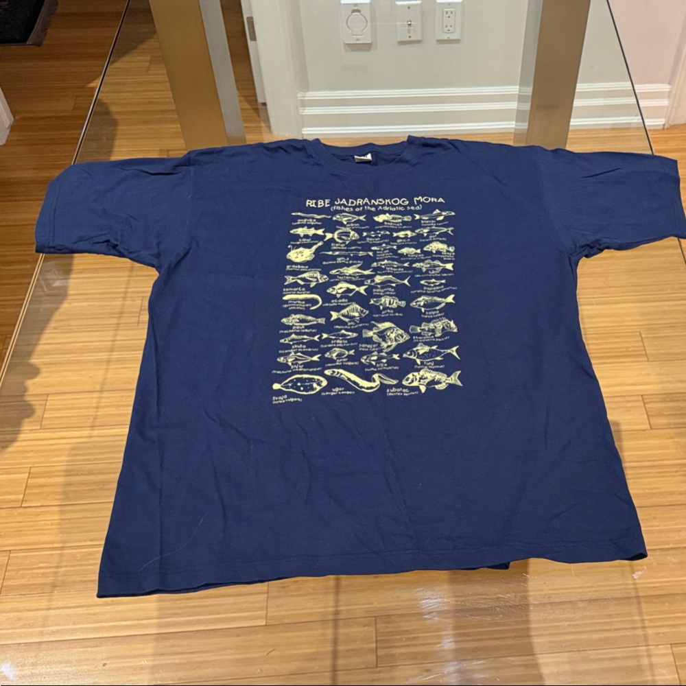 Men’s Fishes of the Adriatic Sea Navy Blue  XXL  T-Shirt 100% cotton
